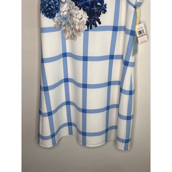 NWT CeCe Spring Meadow Floral Grid Dress New Ivory Women's Size 12 - Picture 6 of 12